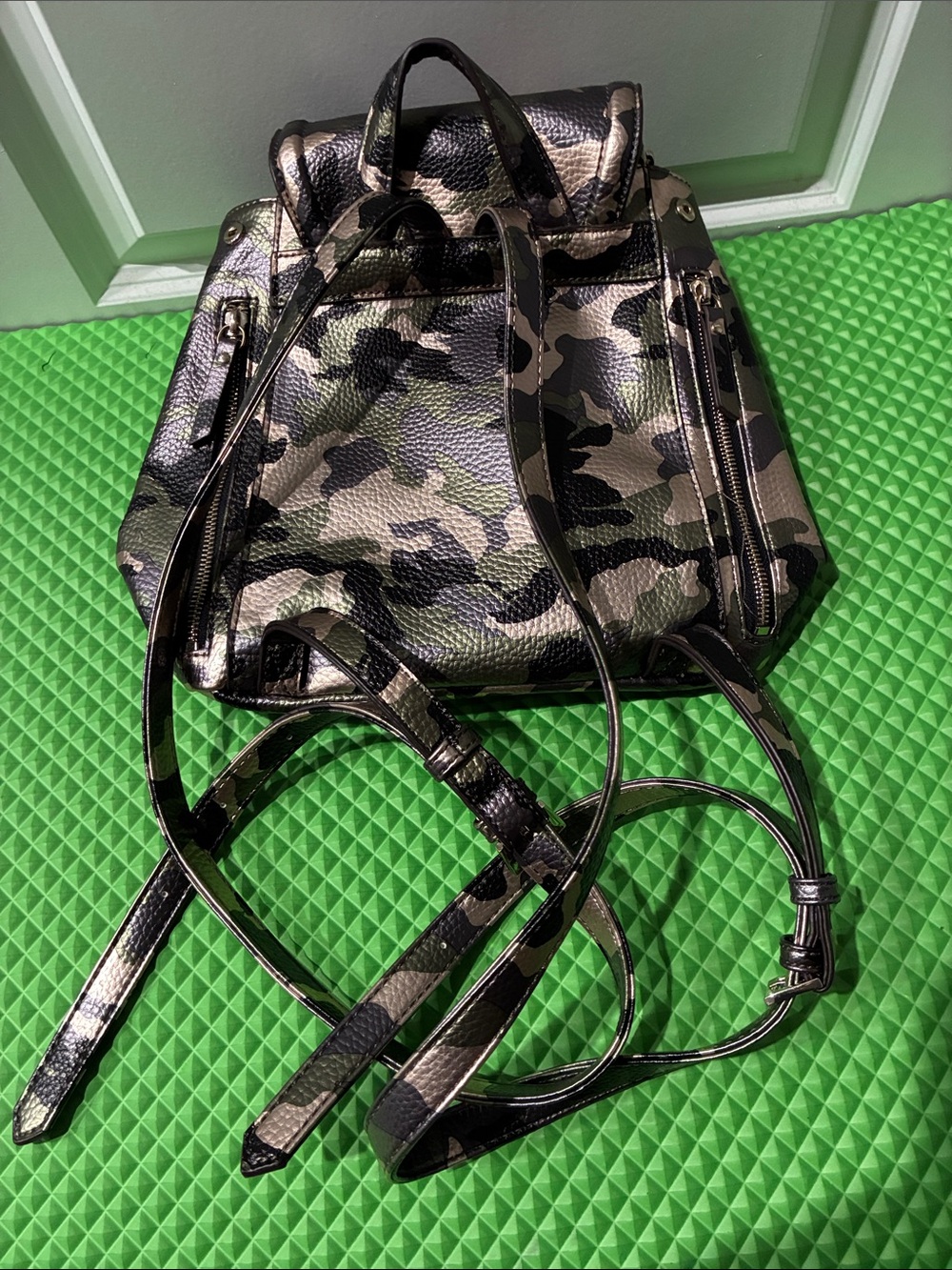 GUESS Camo Mini Backpack in Green and Black - Picture 2 of 5